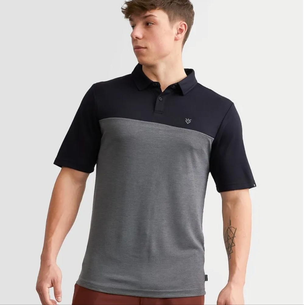 46. Veece Color Block Polo | Color - Black Charcoal